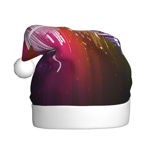 JAYWIS Farbige Musiknoten – Druck für Erwachsene, Plüsch-Weihnachtsmütze, Weihnachtsmann-Stil, Bommel, warm, weich, Feiertags-Kopfbedeckung für Partys, Weihnachtsfeiern. JAYWIS Farbige Musiknoten – Druck für Erwachsene, Plüsch-Weihnachtsmütze, Weihnachtsmann-Stil, Bommel, warm, weich, Feiertags-Kopfbedeckung für Partys, Weihnachtsfeiern. von JAYWIS