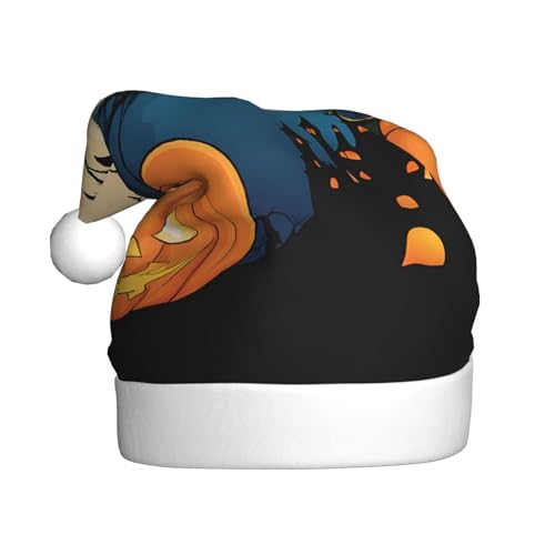JAYWIS Halloween-Druck für Erwachsene, Plüsch-Weihnachtsmütze, Weihnachtsmann-Stil, Bommel, warm, weich, Feiertags-Kopfbedeckung für Partys, Weihnachtsfeiern. JAYWIS Halloween-Druck für Erwachsene, Plüsch-Weihnachtsmütze, Weihnachtsmann-Stil, Bommel, warm, weich, Feiertags-Kopfbedeckung für Partys, Weihnachtsfeiern. von JAYWIS