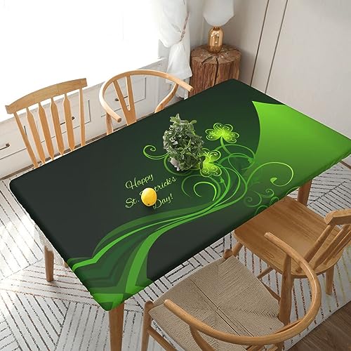 JAYWIS Happy St. Patrick's Day Tischdecke, bedruckt, elastischer Rand, rechteckig, wasserdicht, abwischbar, für Innen- und Außenbereich, Terrasse von JAYWIS