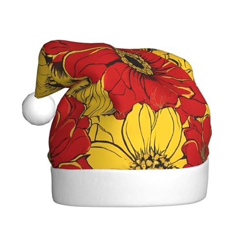 JAYWIS Hübsche Mohnblumen-Druck für Erwachsene, Plüsch-Weihnachtsmütze, Weihnachtsmann-Stil, Pompon, warm, weich, für Partys, Weihnachtsfeiern. JAYWIS Hübsche Mohnblumen-Druck für Erwachsene, Plüsch-Weihnachtsmütze, Weihnachtsmann-Stil, Pompon, warm, weich, für Partys, Weihnachtsfeiern. von JAYWIS