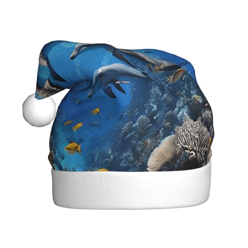 JAYWIS Killerwal Druck – Druck Erwachsene Plüsch Weihnachtsmütze Santa Stil Pom Pom Warm Weich Urlaub Kopfbedeckung für Partys Weihnachten Feier JAYWIS Killerwal Druck – Druck Erwachsene Plüsch Weihnachtsmütze Santa Stil Pom Pom Warm Weich Urlaub Kopfbedeckung für Partys Weihnachten Feier von JAYWIS