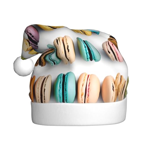 JAYWIS Macaron Biscuit Flavored Pastries - Print Adult Plush Christmas Hat Santa Style Pom-Pom, Warm Soft Holiday Headwear For Parties Christmas Celebration. JAYWIS Macaron Biscuit Flavored Pastries - Print Adult Plush Christmas Hat Santa Style Pom-Pom, Warm Soft Holiday Headwear For Parties Christmas Celebration. von JAYWIS