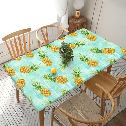 JAYWIS Modische Tischdecke mit Ananas-Druck, elastischer Rand, 152 cm, rechteckiger Tisch, wasserdicht und abwischbar, Tischdecke für den Innen- und Außenbereich, Terrasse, Picknick von JAYWIS