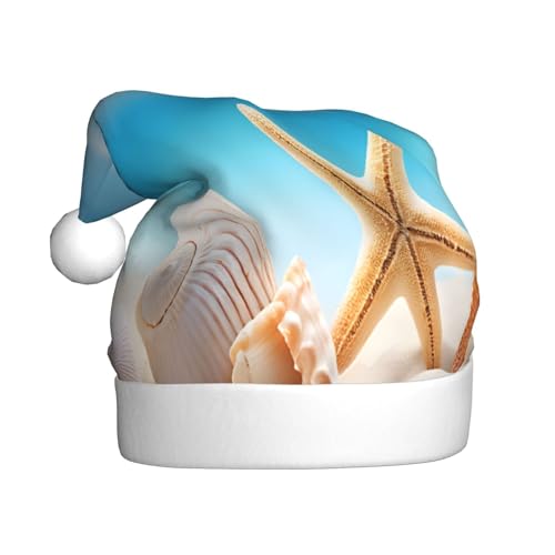 JAYWIS Muscheln Sand – Erwachsene Plüsch Weihnachtsmütze Santa Stil Pom Pom Warm Weich Urlaub Kopfbedeckung für Partys Weihnachten Feier von JAYWIS
