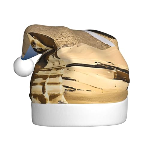 JAYWIS Pyramids of Egypt – Druck Erwachsene Plüsch Weihnachtsmütze Santa Stil Pom Pom Warm Weich Urlaub Kopfbedeckung für Partys Weihnachten Feier von JAYWIS