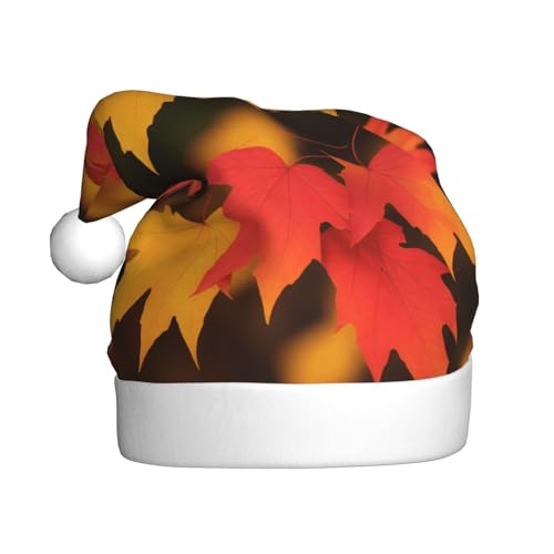 JAYWIS Rote Ahornblätter – Druck für Erwachsene, Plüsch-Weihnachtsmütze, Weihnachtsmann-Stil, Bommel, warm, weich, Feiertags-Kopfbedeckung für Partys, Weihnachtsfeiern. JAYWIS Rote Ahornblätter – Druck für Erwachsene, Plüsch-Weihnachtsmütze, Weihnachtsmann-Stil, Bommel, warm, weich, Feiertags-Kopfbedeckung für Partys, Weihnachtsfeiern. von JAYWIS