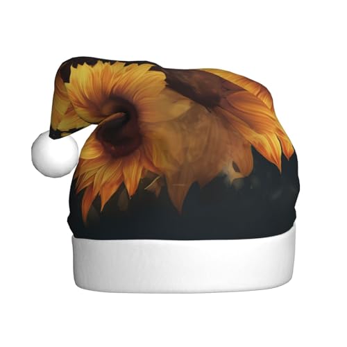 JAYWIS Schmetterlinge und Sonnenblumen – Druck für Erwachsene, Plüsch-Weihnachtsmütze, Weihnachtsmann-Stil, Bommel, warm, weich, Feiertags-Kopfbedeckung für Partys, Weihnachtsfeiern. JAYWIS Schmetterlinge und Sonnenblumen – Druck für Erwachsene, Plüsch-Weihnachtsmütze, Weihnachtsmann-Stil, Bommel, warm, weich, Feiertags-Kopfbedeckung für Partys, Weihnachtsfeiern. von JAYWIS