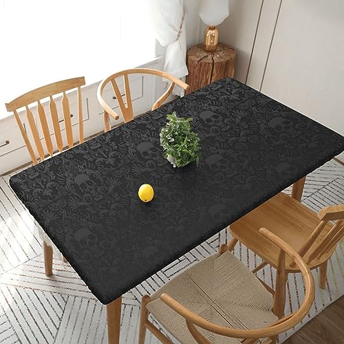 JAYWIS Tischdecke mit Gothic-Tapete, Totenkopf-Druck, elastischer Rand, 152 cm, rechteckig, wasserdicht und abwischbar, Tischdecke für den Innen- und Außenbereich von JAYWIS