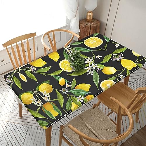 JAYWIS Tischdecke mit Zitrusfrüchtenmuster, elastischer Rand, 152 cm, rechteckiger Tisch, wasserdicht und abwischbar, Tischdecke mit elastischen Kanten, Tischdecke für drinnen und draußen, Terrasse von JAYWIS