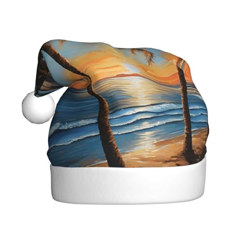 JAYWIS Tropischer Sonnenuntergang – Druck für Erwachsene, Plüsch-Weihnachtsmütze, Weihnachtsmann-Stil, Pompon, warm, weich, Feiertags-Kopfbedeckung für Partys, Weihnachtsfeiern. JAYWIS Tropischer Sonnenuntergang – Druck für Erwachsene, Plüsch-Weihnachtsmütze, Weihnachtsmann-Stil, Pompon, warm, weich, Feiertags-Kopfbedeckung für Partys, Weihnachtsfeiern. von JAYWIS