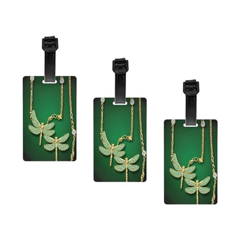 PVC-Gepäckanhänger mit Schmucksteinen, Libelle, sichere Identifizierung für Koffer, Rucksäcke und Reisetaschen PVC-Gepäckanhänger mit Schmucksteinen, Libelle, sichere Identifizierung für Koffer, Rucksäcke und Reisetaschen von JAYWIS