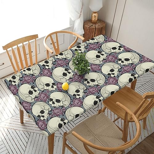 Tischdecke mit Totenkopf-Blumendruck, elastischer Rand, 152 cm, rechteckig, wasserdicht und abwischbar, Tischdecke für elastische Kanten, Tischabdeckung für drinnen und draußen, Terrasse, Picknick, Tischdecke mit Totenkopf-Blumendruck, elastischer Rand, 152 cm, rechteckig, wasserdicht und abwischbar, Tischdecke für elastische Kanten, Tischabdeckung für drinnen und draußen, Terrasse, Picknick, von JAYWIS