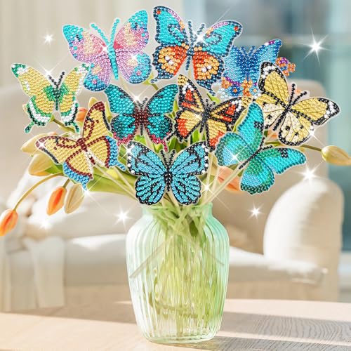 JAYZUUM 10 Stück Schmetterling Diamond Painting Set für Erwachsene & Kinder – Deko für Balkon, Innen & Außen, Bastelset Geschenk für Mama und Mädchen JAYZUUM 10 Stück Schmetterling Diamond Painting Set für Erwachsene & Kinder – Deko für Balkon, Innen & Außen, Bastelset Geschenk für Mama und Mädchen von JAYZUUM
