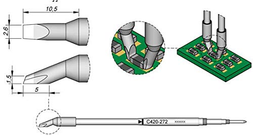 JBC Lötspitze Serie C420, C420272/2,6 mm, für Chip-Komponenten C420272 (Lötkartusche Lötpatrone Loetspitze Loetkartusche Loetpatrone Löt-/Entlötspitze) von JBC