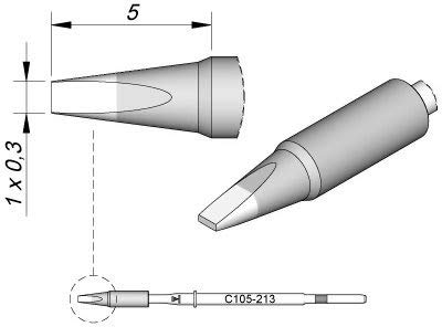 JBC Lötspitze Serie C105, Meißelform, C105213/1,0 x 0,3 mm, gerade, High Thermal C105213 (Entloetkartusche Entloetpatrone Entloetspitze Entlötkartusche Entlötpatrone Entlötspitze Loetkartusche) von JBC