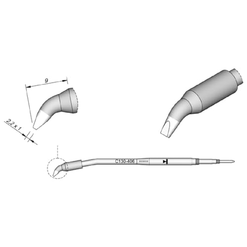 JBC Lötspitze Serie C130, Meißelform, C130406/2,2 x 1,0 mm, gebogen C130406 (1300 AP130 AP1300 Loetkartusche Loetpatrone Loetspitze Lötkartusche Lötpatrone) JBC Lötspitze Serie C130, Meißelform, C130406/2,2 x 1,0 mm, gebogen C130406 (1300 AP130 AP1300 Loetkartusche Loetpatrone Loetspitze Lötkartusche Lötpatrone) von JBC