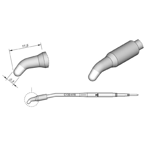 JBC Lötspitze Serie C130, Rundform, C130416/Ø 3,0 mm, gebogen C130416 (Lötkartusche Lötpatrone Loetspitze Loetkartusche Loetpatrone AP130 AP1300 1300) von JBC