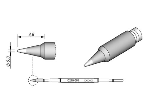 JBC Lötspitze Serie C210, Rundform, C210003/Ø 0,6 mm, gerade C210003 (Lötkartusche Lötpatrone Loetspitze Loetkartusche Loetpatrone T210-A AD2210 2210 C210) von JBC