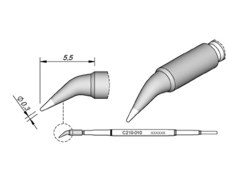 JBC Lötspitze Serie C210, Rundform, C210013/Ø 0,5 mm, gerade C210013 (Lötkartusche Lötpatrone Loetspitze Loetkartusche Loetpatrone T210-A AD2210 2210 C210) von JBC