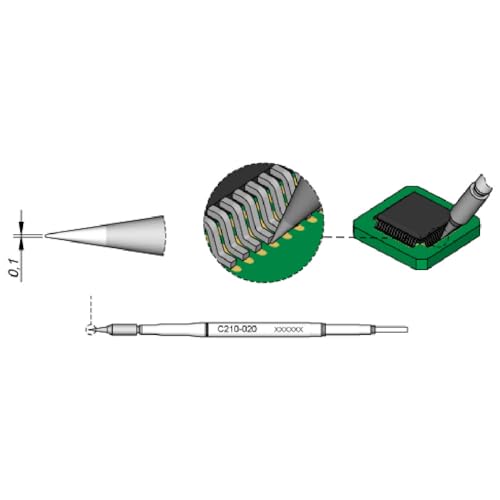 JBC Lötspitze Serie C210, Rundform, C210020/Ø 0,1 mm, gerade C210020 (Lötkartusche Lötpatrone Loetspitze Loetkartusche Loetpatrone T210-A AD2210 2210 C210) von JBC