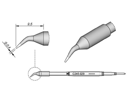 JBC Lötspitze Serie C245, Rundform, C245032/Ø 0,4 mm, gerade C245032 (Lötkartusche Lötpatrone Loetspitze Loetkartusche Loetpatrone 2245 2045 bleifrei) von JBC