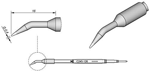 JBC Lötspitze Serie C245, Rundform, C245126/Ø 0,4 mm, gebogen C245126 (Lötkartusche Lötpatrone Loetspitze Loetkartusche Loetpatrone 2245 2045 bleifrei) von JBC