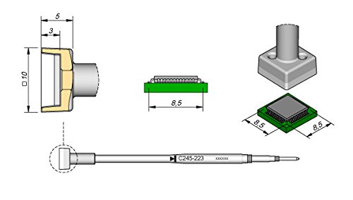 JBC SMD-Entlötspitze Serie C245, C245223/8,5 x 8,5 mm, für QFP/PLCC C245223 (2045 2245 C245 Loetkartusche Loetpatrone Loetspitze Lötkartusche Lötpatrone Lötspitze SMD Entlötspitze) von JBC