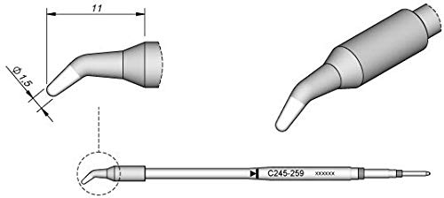 JBC Lötspitze Serie C245, Rundform, C245259/Ø 1,5 mm, gebogen C245259 (Lötkartusche Lötpatrone Loetspitze Loetkartusche Loetpatrone 2245 2045 bleifrei) von JBC