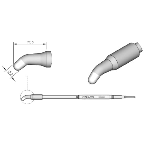 JBC Lötspitze Serie C245, Rundform, C245627/Ø 3,0 mm, gebogen C245627 (Lötkartusche Lötpatrone Loetspitze Loetkartusche Loetpatrone 2245 2045 bleifrei) von JBC