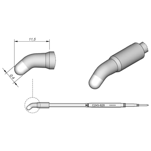 JBC Lötspitze Serie C245, Rundform, C245628/Ø 4,0 mm, gebogen C245628 (Lötkartusche Lötpatrone Loetspitze Loetkartusche Loetpatrone 2245 2045 bleifrei) von JBC