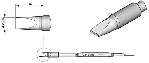 JBC Lötspitze Serie C245 Meißelform, C245755/4,0 x 0,8 mm, gerade, High Thermal C245755 (Lötkartusche 2045 2245 Loetkartusche Loetspitze Lötpatrone Loetpatrone Meißelspitze C245 bleifrei) von JBC