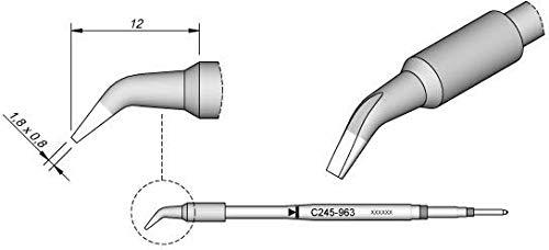 JBC Lötspitze Serie C245 Meißelform, C245963/1,8 x 0,8 mm, gebogen C245963 (Lötkartusche 2045 2245 Loetkartusche Loetspitze Lötpatrone Loetpatrone Meißelspitze C245 bleifrei) von JBC