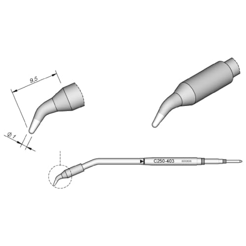 JBC Lötspitze Serie C250, Rundform, C250403/Ø 1,0 mm, gebogen C250403 (Lötkartusche Lötpatrone Loetspitze Loetkartusche Loetpatrone AL250 2500 AL-2500) von JBC