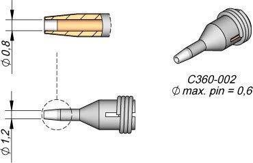 JBC Entlötspitze Serie C360, C360002/Ø 0,8 mm, Außen-Ø 1,2 mm, Pincleaning C360002 (Entlötkartusche Entlötpatrone Entloetspitze Entloetkartusche Entloetpatrone 3600 Entlötdüse Entloetdüse) von JBC