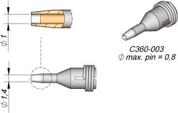 JBC Entlötspitze Serie C360, C360003/Ø 1,0 mm, Außen-Ø 1,4 mm, Pincleaning C360003 (Entlötkartusche Entlötpatrone Entloetspitze Entloetkartusche Entloetpatrone 3600 Entlötdüse Entloetdüse) von JBC