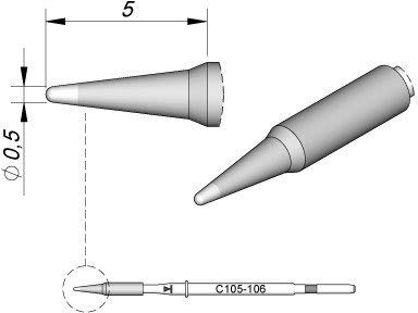 JBC Lötspitze Serie C105, Rundform, C105106/Ø 0,5 mm, gerade C105106 (Lötkartusche Lötpatrone Loetspitze Loetkartusche Loetpatrone Entlötkartusche Entlötspitze Entlötpatrone Entloetpatrone) von JBC