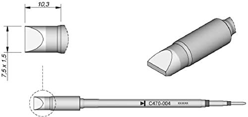JBC Lötspitze Serie C470, Meißelform, C470002/6,0 x 1,5 mm, gerade C470002 (Lötkartusche 470 4700 C470- Loetkartusche Loetpatrone Loetspitze Lötpatrone T470) von JBC