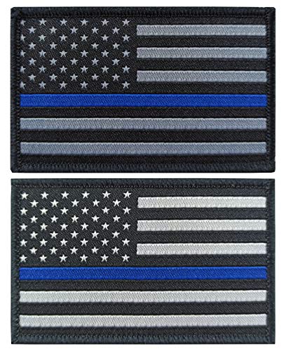 2 Pack Amerikanische dünne blaue Linie Flagge Patch USA Polizei Flaggen Tactical Patch Pride Flag Patch für Kleidung Hut Patch Team Military von JBCD