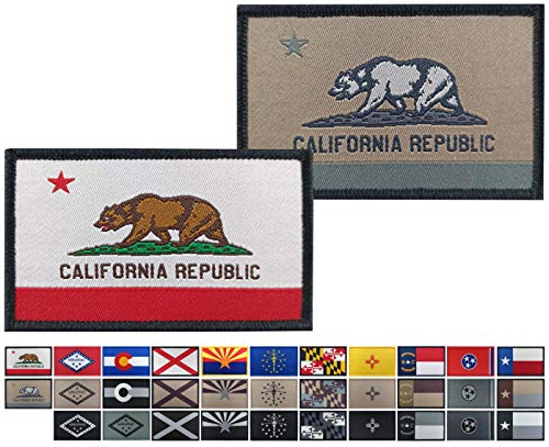 JBCD 2 Stück California Flag Patch Staaten Flaggen Tactical Patch Pride Flag Patch für Kleidung Hut Patch Team Military Patch von JBCD