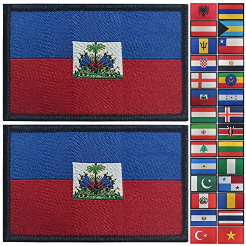 JBCD 2 Stück Haiti-Flaggen-Patches Haitian-Flaggen Taktischer Patch Pride Flagge Patch für Kleidung Hut Patch Team Military Patch von JBCD
