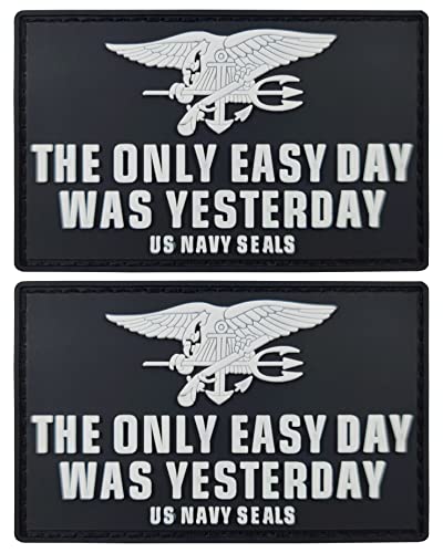 JBCD 2 Stück Navy Seals Flaggen Patch The Only Easy Day was Yesterday PVC Patch Tactical Pride Patch für Rucksack Team Militär von JBCD