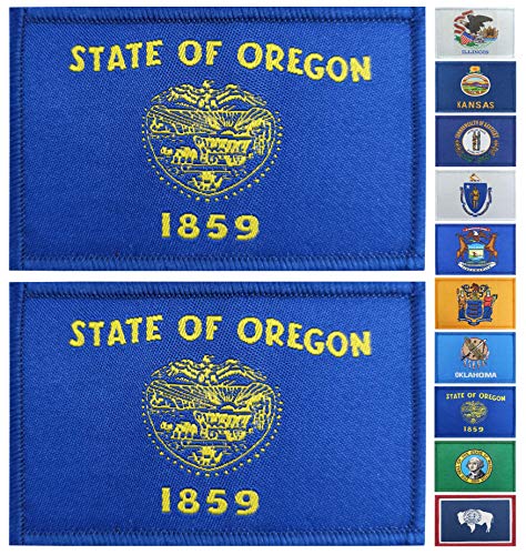 JBCD 2 Stück Oregon-Flagge Patch Staatsflaggen Tactical Patch Pride Flag Patch für Kleidung Hut Patch Team Militär Patch von JBCD