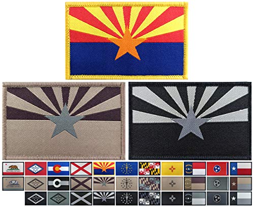 JBCD 3 Stück Arizona Flagge Patch Staaten Flaggen Tactical Patch Pride Flag Patch für Kleidung Hut Patch Team Military Patch von JBCD