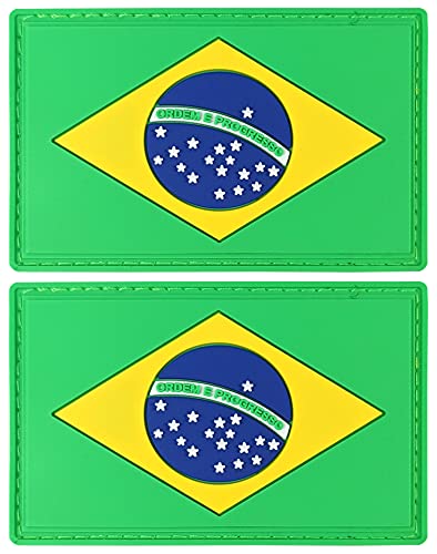 JBCD Brasilien-Flaggen-Patch, brasilianischer taktischer Aufnäher, PVC-Gummi, Klettverschluss, 2 Stück JBCD Brasilien-Flaggen-Patch, brasilianischer taktischer Aufnäher, PVC-Gummi, Klettverschluss, 2 Stück von JBCD