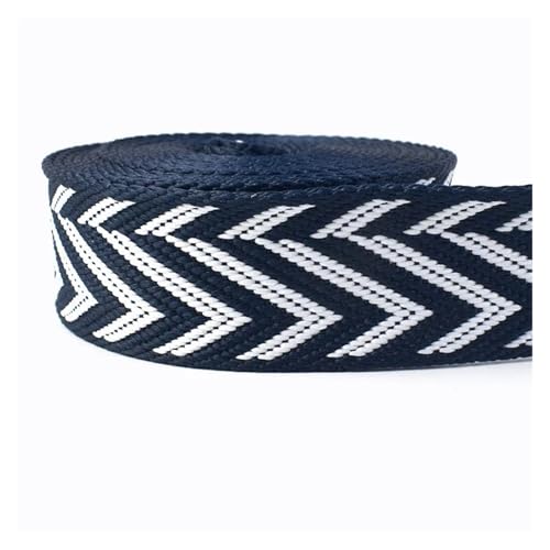 2/4 Meter 38 mm Jacquard-Nylon-Gurtband, ethnisches Band for Taschengurt, Rucksackgürtel, Schrägband, DIY, Gepäck, Nähzubehör Für Buntes Gurtband, Zum Basteln(RD197-NavyBlueWhite,38mm-4Meters) von JBJYGSG