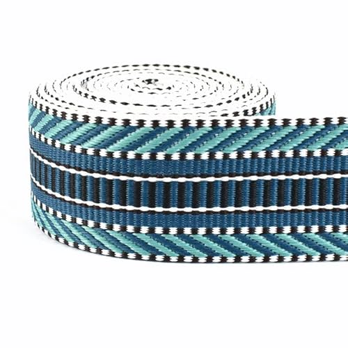 2/4 m, 2,2 mm dick, 38/50 mm, Polyester-Jacquard-Gurtband, Band for Gurt, Gürtel, Tasche, Rucksack, DIY, Nähen, Schrägband, Zubehör Für Buntes Gurtband, Zum Basteln(RD155-LakeBlue,50mm-4Meters) von JBJYGSG