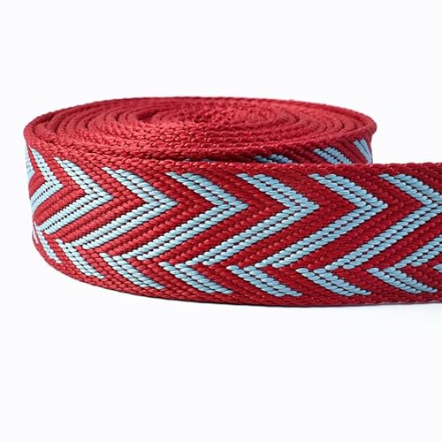 2/4 m, 2,2 mm dick, 38/50 mm, Polyester-Jacquard-Gurtband, Band for Gurt, Gürtel, Tasche, Rucksack, DIY, Nähen, Schrägband, Zubehör Für Buntes Gurtband, Zum Basteln(RD197-RedBlue,38mm-4Meters) von JBJYGSG