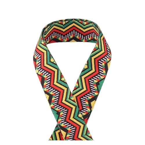 JBJYGSG 1/2/5 Yards 38 mm Jacquardbänder, mehrfarbiges Streifenmuster, Basteln, Polyester-Gurtband, Neue Dekoration im ethnischen Stil, Nylonband Für Buntes Gurtband, Zum Basteln(2,1yard) von JBJYGSG