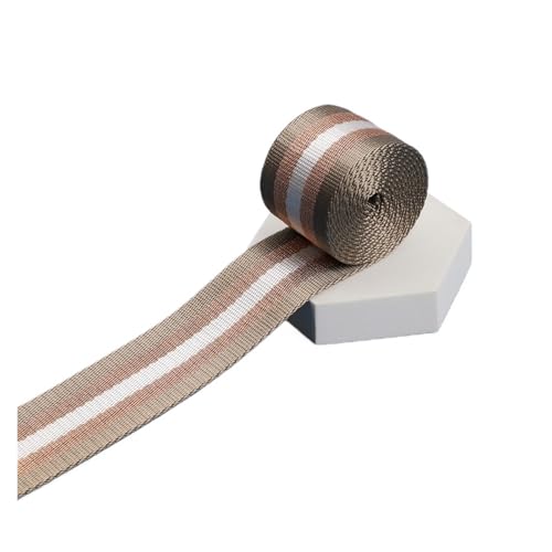 JBJYGSG 1/2/5 Yards 38 mm bedrucktes Gurtband, Mehrfarbig, Patchwork-Streifen, Kleidungstaschen-Zubehör, Nähmaterial, DIY, Trendige Jacquardbänder Für Buntes Gurtband, Zum Basteln(Coffee,2yards) von JBJYGSG
