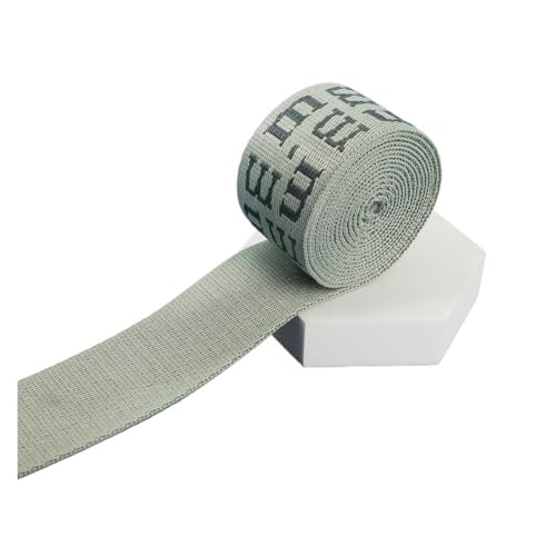 JBJYGSG 1/2/5 Yards 38 mm bedrucktes Gurtband, mehrfarbiges alphanumerisches Muster, Rucksackumreifung, Nähtasche, Gürtel, DIY, Trendige Jacquardbänder Für Buntes Gurtband, Zum Basteln(Green,1yard) von JBJYGSG